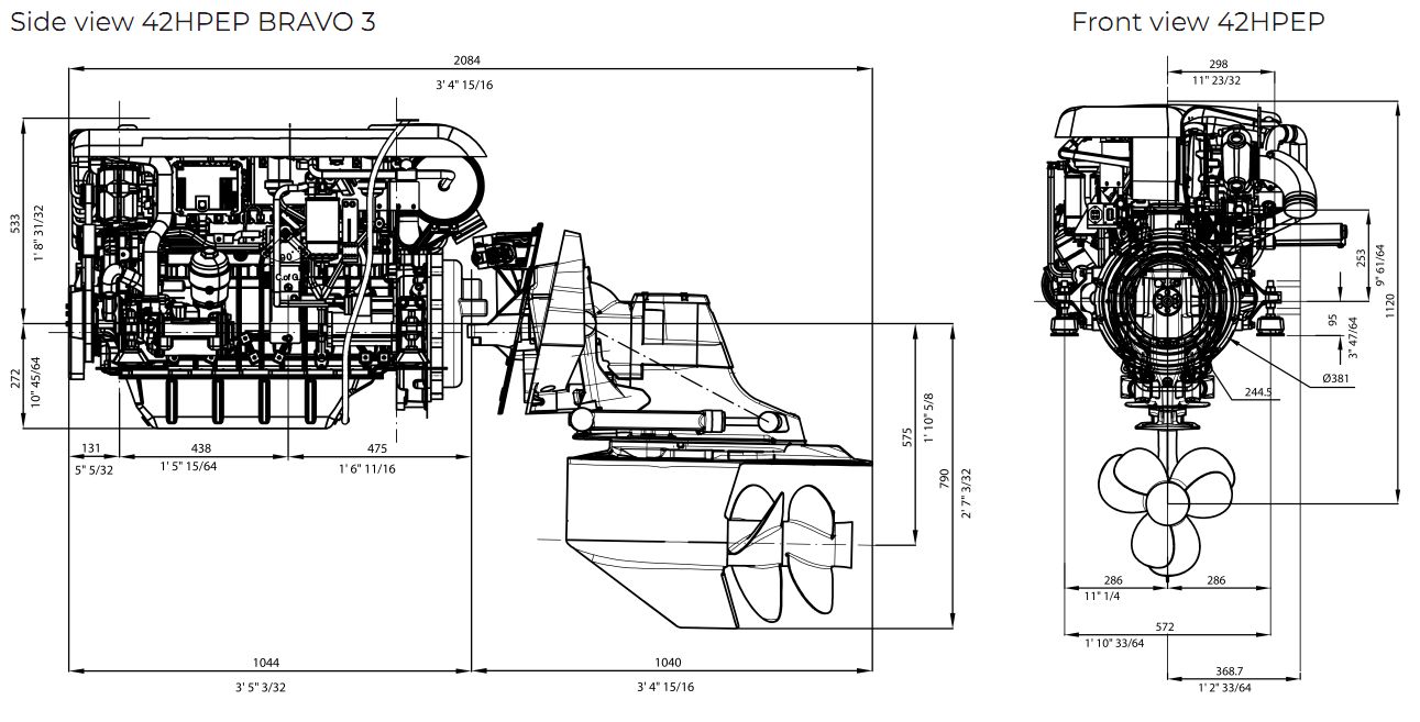 FNM 42HPE dízel hajómotor 350 lóerő, 6 henger Bravo 3 SternDrive