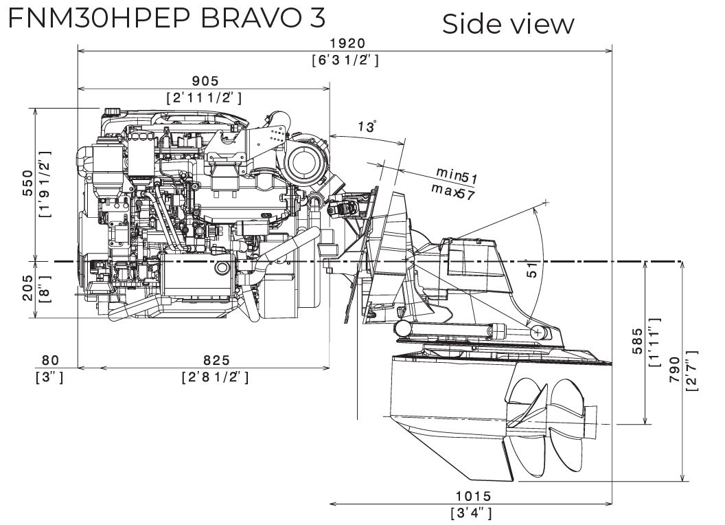 FNM 30HPE dízel hajómotor 270 lóerő, Mercruiser Bravo 3 SternDrive